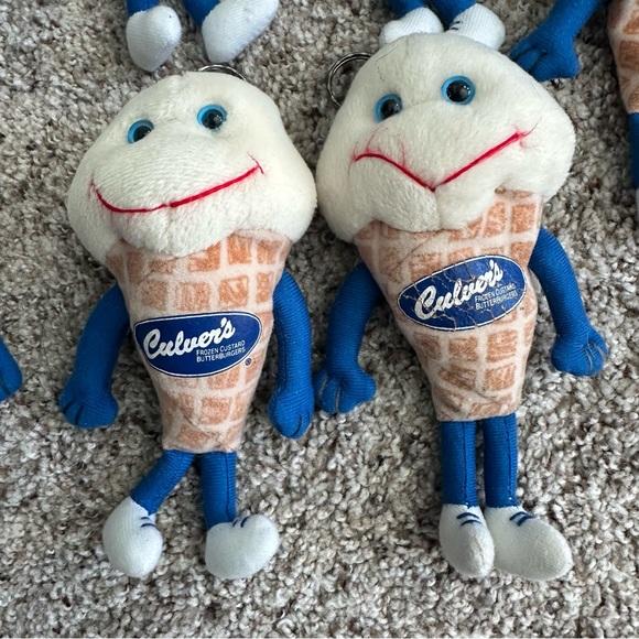 Lot 7 Culvers 1998 Scoopie Keychain 7" Plush Vanilla Ice Cream Cone Vintage - Picture 5 of 13